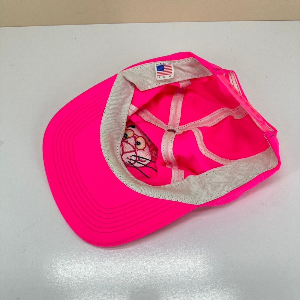 Vintage Pink Panther Hat Adjustable Neon Snapback Made In USA Embroidered 90s - Picture 6 of 7